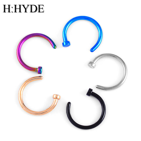 H:HYDE Fashion Fake Septum Medical Titanium Nose Ring Piercing Body Clip Hoop For Women Girls Septum Clip Hoop Jewelry