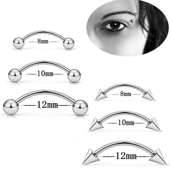 Surgical Steel Eyebrow Ring Stainless Steel Curved Barbell Eyebrow Rings Body Piercing Jewelry Body Jewelry