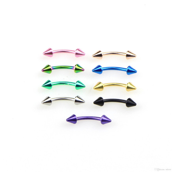 Surgical Steel Eyebrow Ring Stainless Steel Two sharp Eyebrow Rings Body Piercing Jewelry Body Jewelry 9 colors