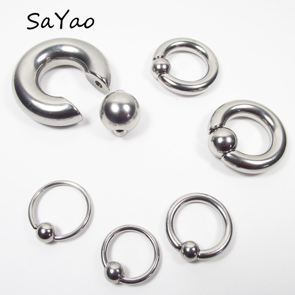 SaYao 2 Pieces Big Stainless Steel Captive Hoop Rings BCR Eyebrow Tragus Ear Piercing Nose Closure Nipple Bar Lips Body Jewelry