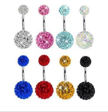 wholesale mix color body jewelry shamballa freido disco ball navel ring belly bar Surgical piercing Jewelry