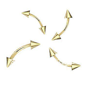 Wholesale-OP-Elegant bright new arrivel gold plated eyebrow ring with double cones body piercing jewelry 100pcs/lot