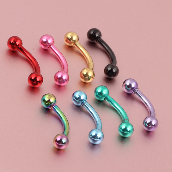 E03 100pcs Free Shipping Eyebrow Ring 16G Circulars Horseshoes nose ring Body Piercing mix 7 co