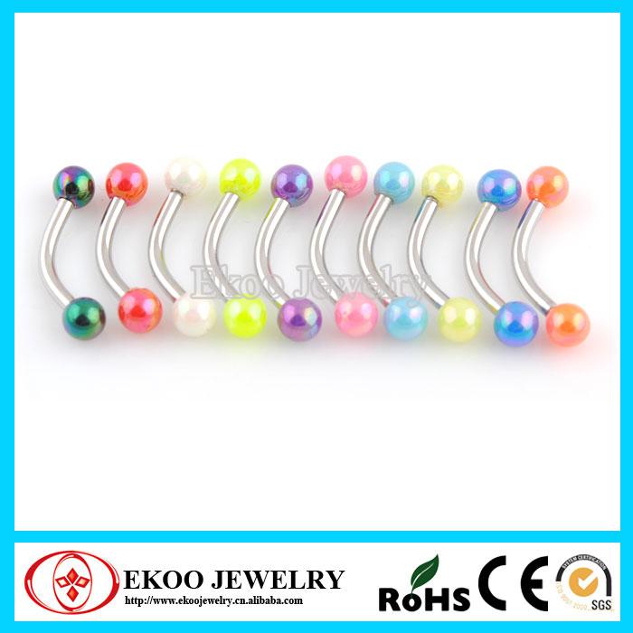 UV Candy Colors Electroplated Series Eyebrow Ring Acrylic Body Jewelry Display Free Shipping