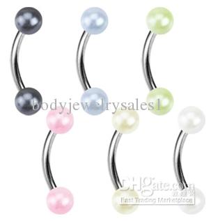 free shopping ,wholesales 100pcs/lot mix 5 color pearl body jewelry nose stud eyebrow ring