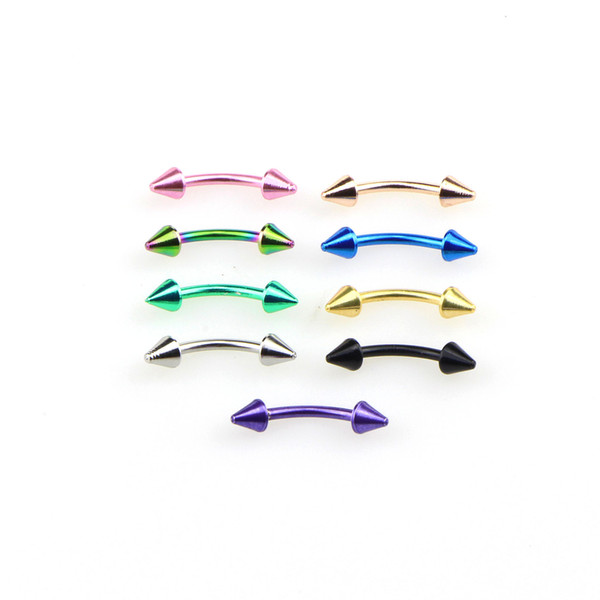 Surgical Steel Eyebrow Ring Stainless Steel Two sharp Eyebrow Rings Body Piercing Jewelry Body Jewelry 9 colors