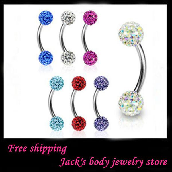 Eyebrow body jewelry E10 50pcs/lot mix 11color shamballa crystal fake eyebrow bar eyebrow ring by ferido fashion piercing jewelry