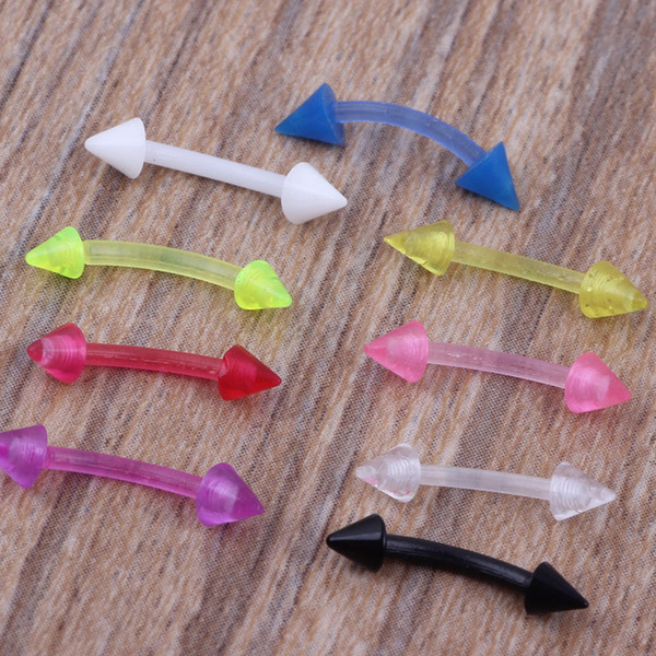 E08 wholesales 100pcs/lot mix 7 color acrylic body jewelry nose stud eyebrow ring