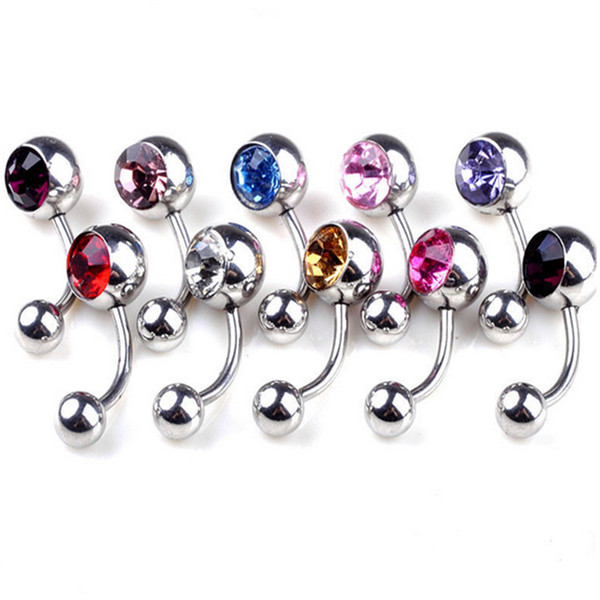 New 20pcs Mix Stainless Steel Crystal Belly Navel Button Ring Body Piercing Jewelry Silver Plated Bar Ball Barbell for Women