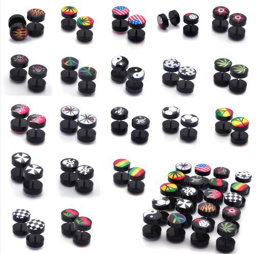 Wholesale-OP-NEW 40pc 8MM Acrylic Fake Cheater Plug Taper Tunnels Ear Stud Extender Stretcher