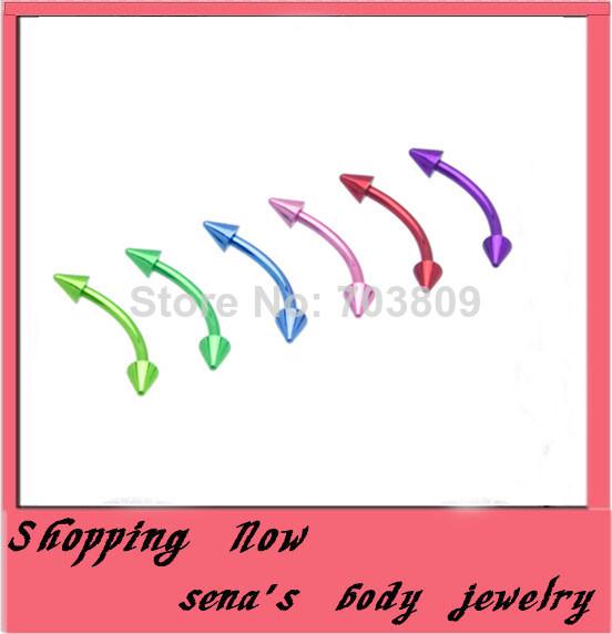 Wholesale-OP-piercing free shipping E01 wholesale 100pcs/lot mix 7 color stainless steel body jewelry anodized nose rings eyebrow rings