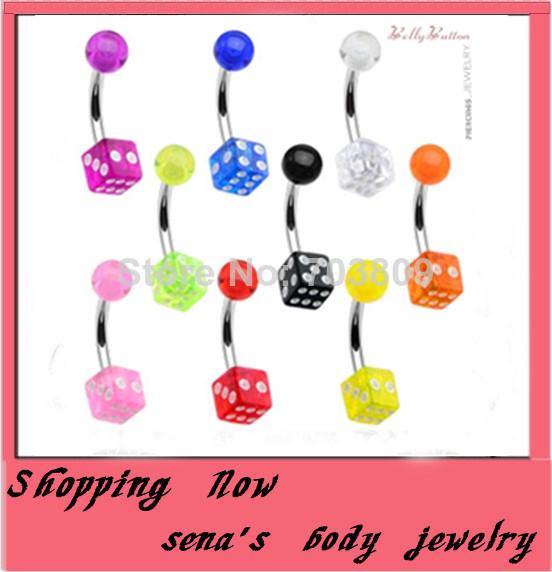 Wholesale-OP-B16 Navel Belly Bar Dbelly ring Body piercing Jewelry 7 color in stock100pcs/lot Fancy Belly Button ring