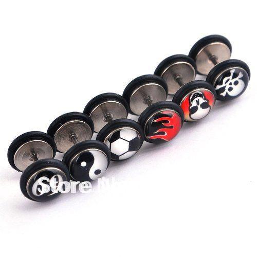 Wholesale-OP-New Arrival 316L surgical steel body piercing jewelry 12PCS different pattern on barbell #33521