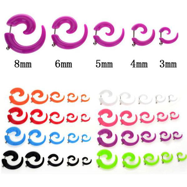 Wholesale-OP-10pcs FAKE Spiral Taper Solid Transparent Acrylic Illusion Stud Ear Cheater Plug body jewelry Flesh Tunnel