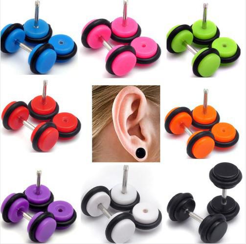 Wholesale-OP-Fashion 16PCS Acrylic Fake Cheater Ear Plugs Gauge Body Jewelry Pierceing New 8mm