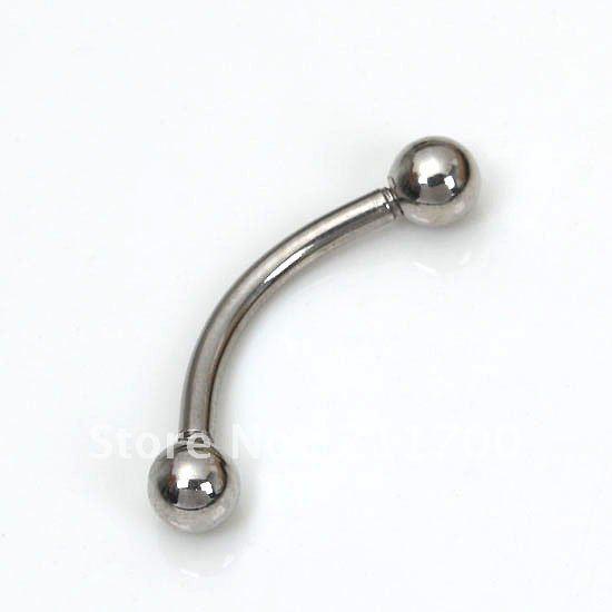 Wholesale-OP-Free shipping Wholesale 5pcs/lot 16ga Steel Barbell Ball Curved Eyebrow Ear Ring