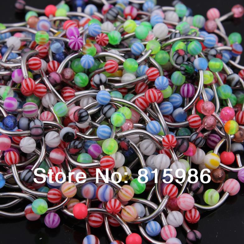 Wholesale-OP-Free Shipping CF128 wholesales 100pcs mix color mix style piercing eyebrow body jewelry cone acrylic eyebrow ring