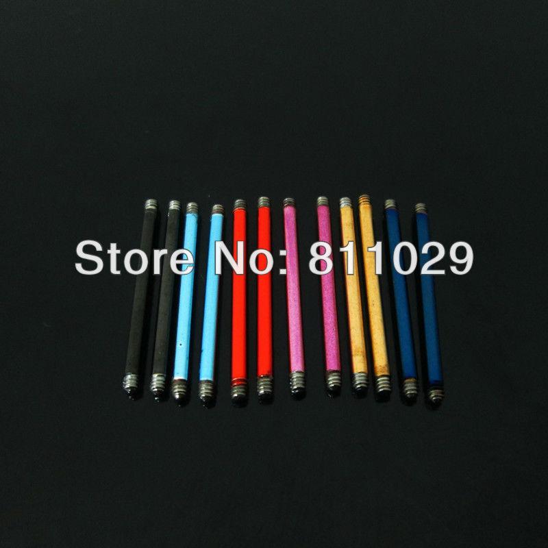 Wholesale-OP-Hot wholesale body jewelry parts 60pcs 1.6*19mm mixed 6 colors stainless steel piercing straight shaft free shipping