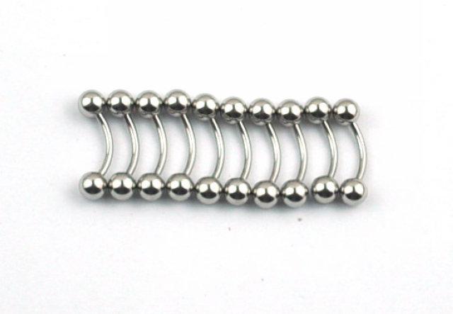 Wholesale-OP-10pcs 18G 5/16inch Silver 4mm ball Curved Tragus Barbell Bar Lip Eyebrow Rings Body Piercing MD057