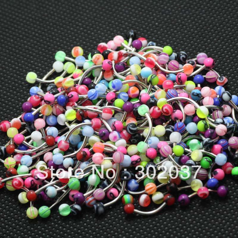 Wholesale-OP-30pcs 30 different styles body piercing lots mix fashion jewelry free shipping eyebrow ring curved piercing rings