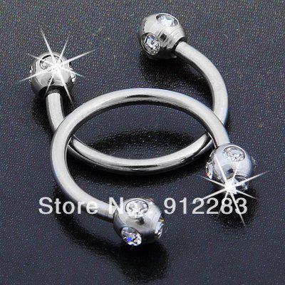 Wholesale-OP-Fashion Stainless Steel Horseshoe Circular Eyebrow Ring 30pcs/lot