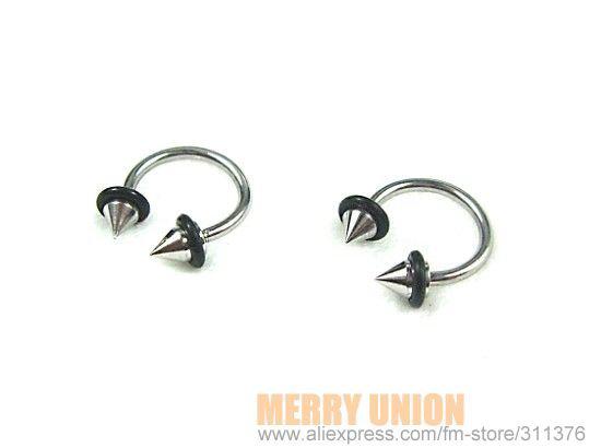 Wholesale-OP-LOT 16g~1.2mm Horseshoe Circular Barbell Eyebrow Rings with Spikes 