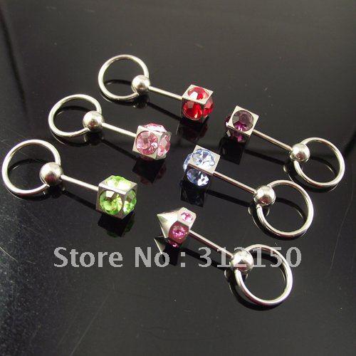 Wholesale-OP-48pcs free shipping wholesale fashion Ear Barbell Rings Piercing Stainless Steel Body Jewelry piercing