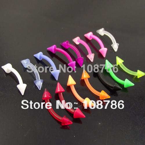 Wholesale-OP-100pcs/lot 16G flexible eyebrow ring soft Sprike eyebrow rings pure colors body piercing jewelry free shipping