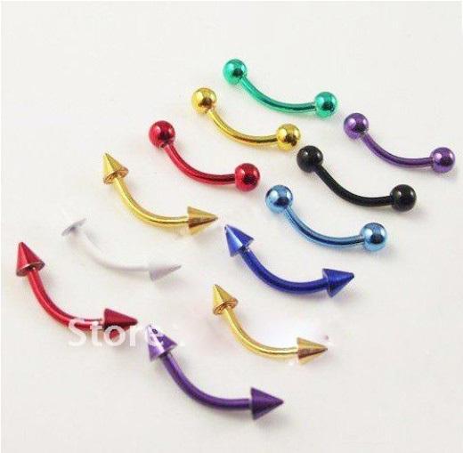 Wholesale-OP-16G mixed color stainless steel eyebrow ring body piercing jewelry promotion jewellery Free shipping 100pcs/lot