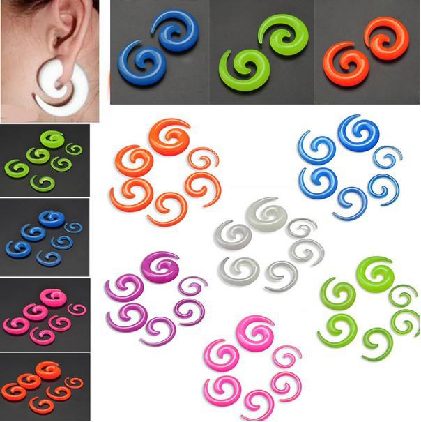 Wholesale-OP-12pc Funk Acrylic Spiral Taper Gauge Ear Plug Stretcher Flesh Ear Piercing 2-8MM