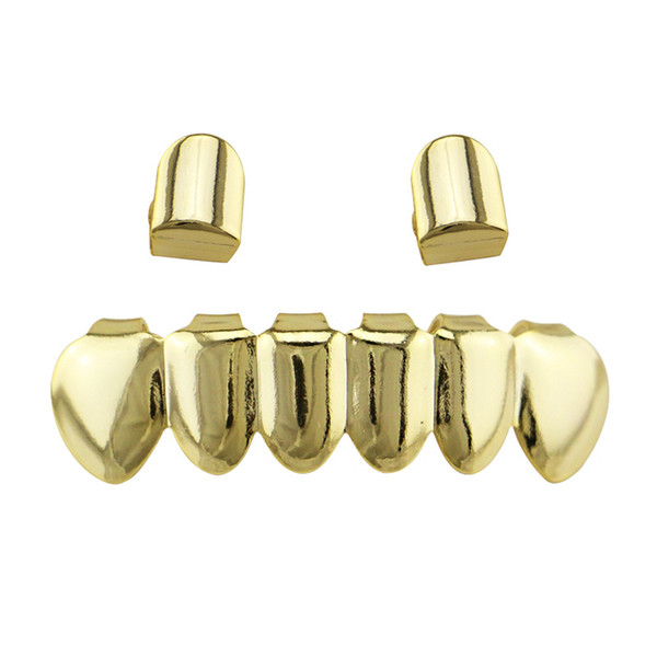 4 Colors Smooth Metal Teeth Grillz Set With Wax Model Vampire Iced Out Hip Hop Jewelry Stainless Steel Jewelry Body Jewelry