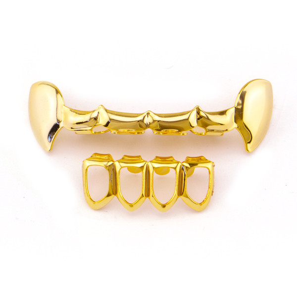 Wholesale 4 Colors Wolf Teeth Grillz Set With Wax Model Vampire Iced Out Hip Hop Jewelry Stainless Steel Jewelry Body Jewelry