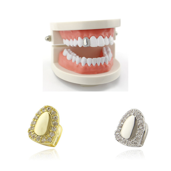 Bulk Lots Gold Silver Rhinestone Smoothy Teeth Grillz With Wax Model Vampire Iced Out Hip Hop Jewelry Stainless Steel Jewelry Body Jewelry