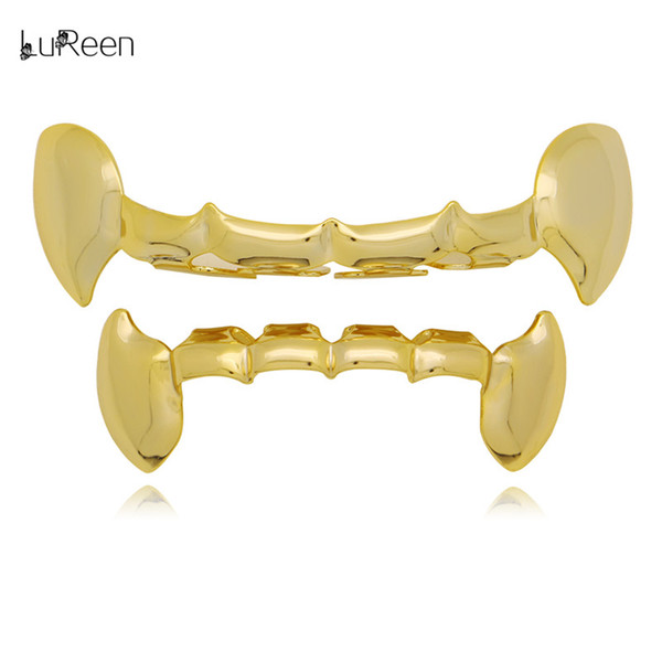 LuReen 4 Color Hip-hop Personality Vampire Fangs Teeth Grills 6 Top and Bottom Teeth Set Halloween Jewelry Gift