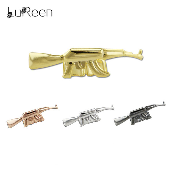 LuReen 4 Color AK47 Gun Shape Top Teeth Grillz Hip Hop Teeth Caps Cool Party Punk Jewelry