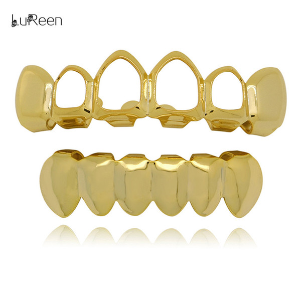 LuReen 4 Color Grills Open Face Outline Top and 6 Bottom Grills Teeth Set Hip Hop Teeth