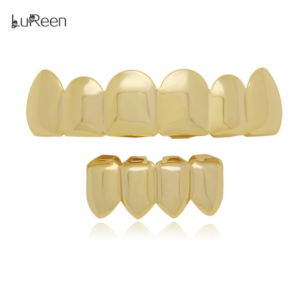 LuReen 4 Color 6 Top and 4 Bottom Teeth Set Shiny Hip Hop Dental Grills Party Teeth Jewelry