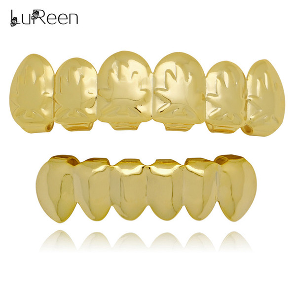 LuReen 4 Color Maple Leaf 6 Top and Bottom Teeth Grillz Set Punk Hip Hop Teeth Halloween Party Teeth Jewelry