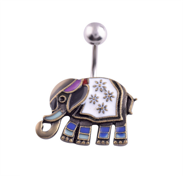 Surgical Steel Vintage Navels Cute Elephant Belly Button Ring Fashion Body Piercing Navel Jewelry