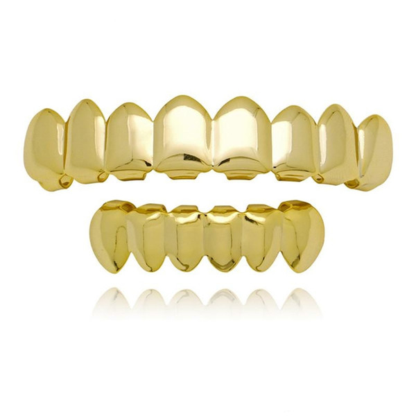 4 Color Grillz 8 Teeth Top and 6 bottom Grills Set With Silicone Model Vampire Hip Hop Jewelry KKA1977