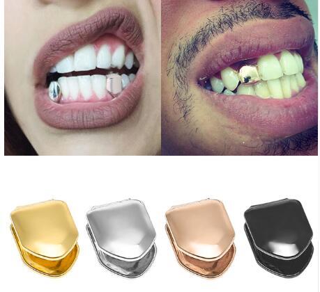 grill gift Golden Hip Hop Single Teeth Grillz Cap Top & Bottom Grill for Halloween Jewelry Gifts Bling Custom Teeth Rhineston