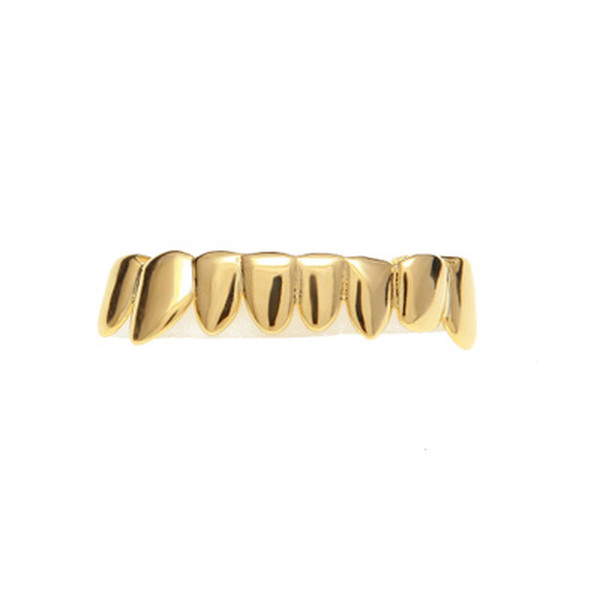 8 Teeth Deformed Ornaments Vacuum Gold Plating Teeth Grills Men Women Hiphop Bottom Groll Set With Silicone Teeth Jewelry