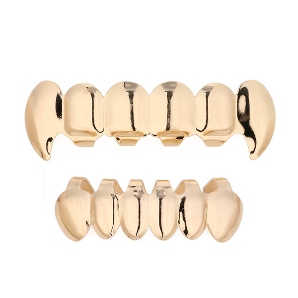 Gold Silver Plated Top Bootom Vampire Teeth Grillz Protector Halloween Christmas Party Vampire Fangs Grills Set