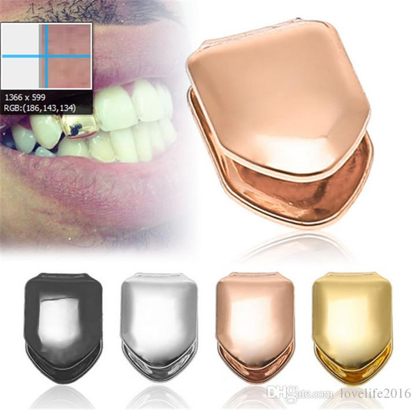 4 Color Hiphop Gold & Silver Plated Single Tooth Cap Rap Singer Fashion Jewelry Braces Grillz A007