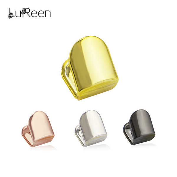 Lureen Hiphop Gold Single Grills Top &Bottom Teeth Grills Dental Vampire Teeth Halloween Tooth Jewelry Party Ld0014