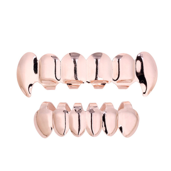 Hip Hop Gold Teeth Grillz Top & Bottom Grills Dental Mouth Punk Teeth Caps Cosplay Party Tooth Rapper Jewelry Gift Halloween Christmas