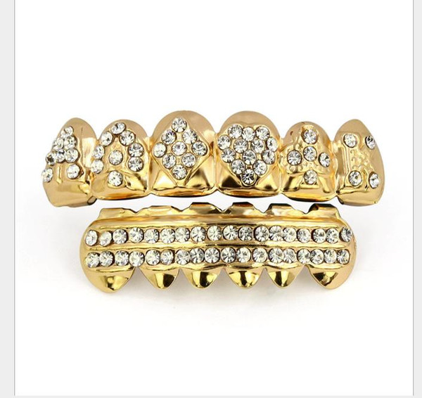 Golden Teeth with Diamond Insert, Spades, Red Peaches, Plum Blossoms, Box A, Hip-hop Jewelry