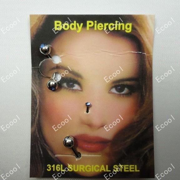 3pcs 1Sets Wholesale Facial Piercing 316L Surgical Steel Nose Rings Eyebrow Jewelry Labret Bulk Lots LR227