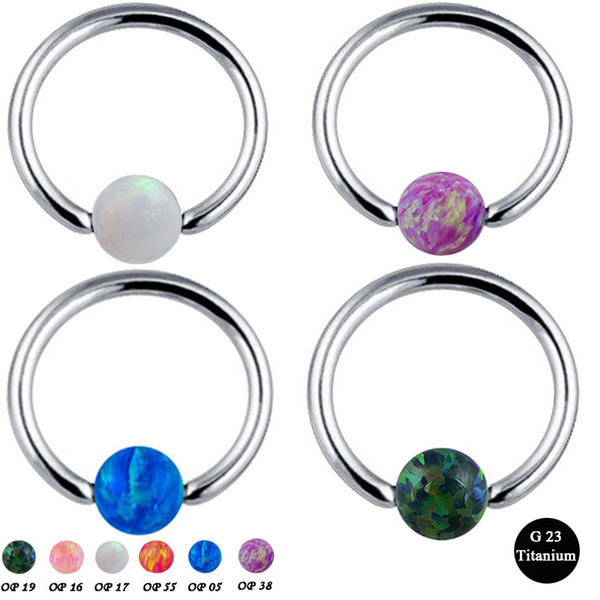 1pc G23 Titanium Septum Piercing Nose Ring Opal Ball Closure Nipple Lip Tragus Eyebrow Earring Nose Rings Body Jewelry