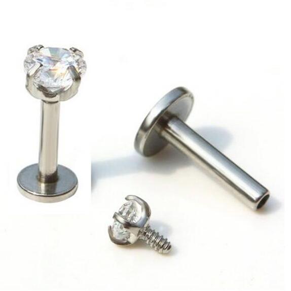 50pcs Labret Star Lip Ring Cubic Zirconia Internally Threaded Prong Gem Tragus Helix Ear Piercing Body Jewelry